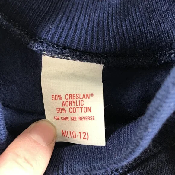 Vintage American Fleecewear Sweatshirt Youth 10-12 Blue Fleece Crewneck USA - Picture 3 of 6